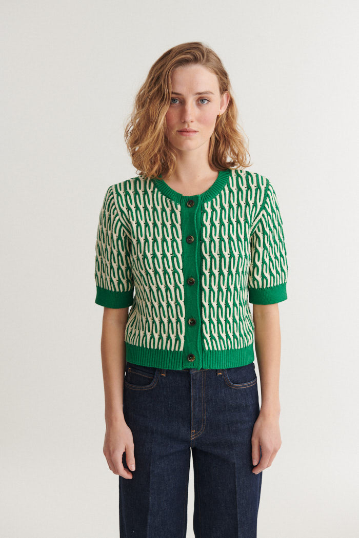 Basic Apparel Minie Cardigan Cardigans 869 Abundant green / whisper white